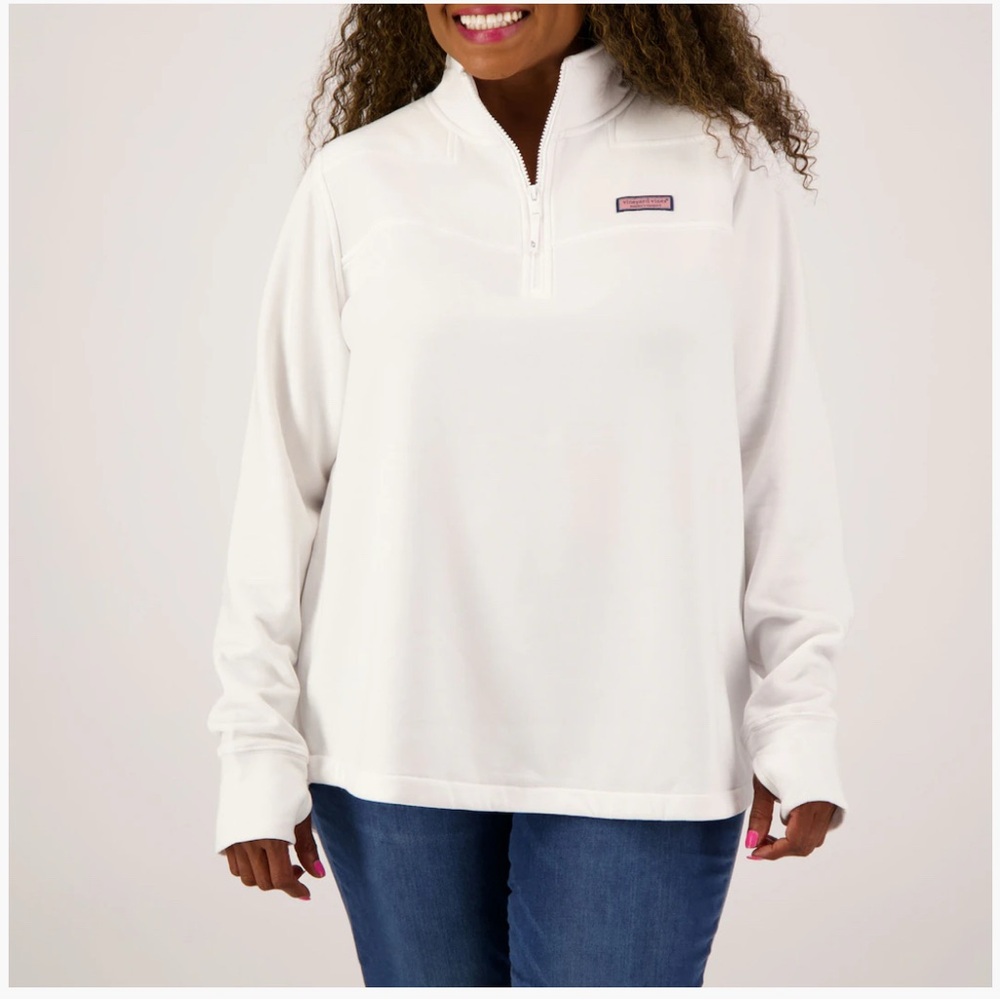Vineyard Vines Women's White Quarter-Zip Shep Shirt